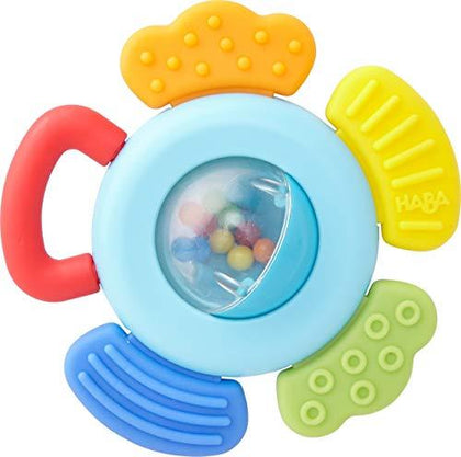 Plastic Rattle with 4 Teething Elements with Different Textures