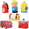 6 Piece Fire Station Action Figure Play Set Soft Vinyl Bath Toy